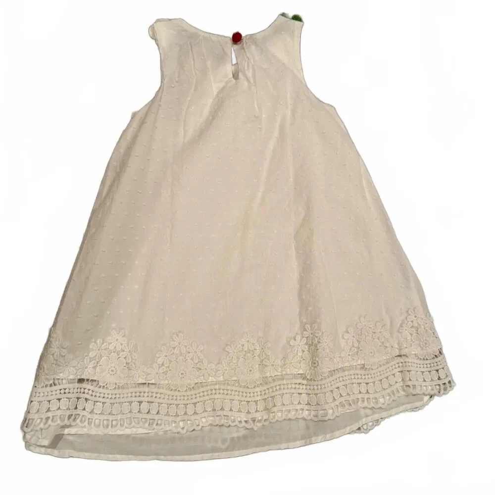 Cynthia Rowley Girls White Dress with Strawberry Applique Size 6